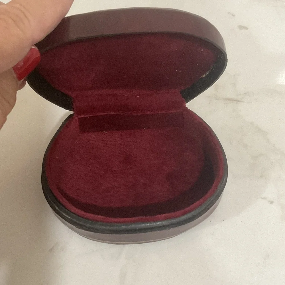 Vintage Leather Box Trinket Jewelry Made In Italy Gold Gondola Design 4